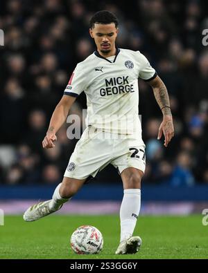 Jadel Katongo von Peterborough United in Aktion während des Emirates FA Cup 3. Runde Spiel Everton gegen Peterborough United in Goodison Park, Liverpool, Vereinigtes Königreich, 9. Januar 2025 (Foto: Craig Thomas/News Images) Stockfoto