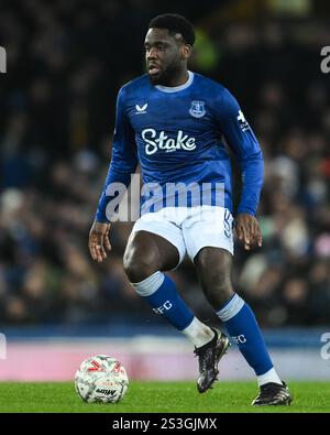 Liverpool, Großbritannien. Januar 2025. Orel Mangala von Everton während des Emirates FA Cup 3. Runde Matches Everton gegen Peterborough United im Goodison Park, Liverpool, Vereinigtes Königreich, 9. Januar 2025 (Foto: Craig Thomas/News Images) in Liverpool, Vereinigtes Königreich am 2025. (Foto: Craig Thomas/News Images/SIPA USA) Credit: SIPA USA/Alamy Live News Stockfoto