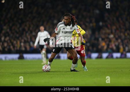 London, Großbritannien. Januar 2025. London, 9. Januar 2024: Während des FA Cup 3. Runde Spiel zwischen Fulham und Watford am 9. Januar 2025 im Craven Cottage in London, England. (Pedro Soares/SPP) Credit: SPP Sport Press Photo. /Alamy Live News Stockfoto