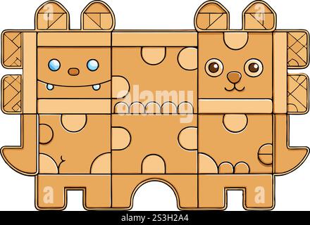 Nachhaltiges lasergeschnittenes Puzzle mit komplexen Tierformen, umweltfreundlichem Design und praxisnahem Lernen für Kinder und Familien Stock Vektor