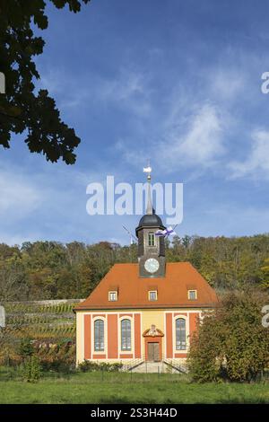 Weinbergkirche im Herbst im Weinberg, Pillnitz, Dresden, Sachsen, Deutschland, Europa Stockfoto
