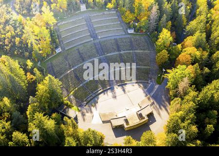 Luftaufnahme der Waldbühne in Schwarzenberg im Erzgebirge, Sachsen, Deutschland, Europa Stockfoto