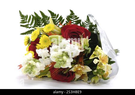Bunten Blumenstrauß isoliert auf weißem Hintergrund Stockfoto