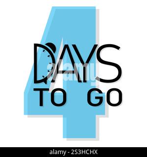4 Tage Countdown. Noch vier Tage. Blaue Nummer vier. Countdown-Timer-Vektor. Stock Vektor