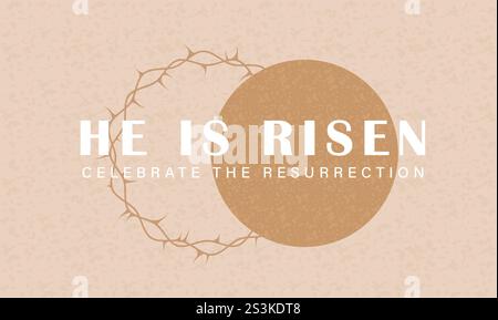 Jesus auferstandene Clipart Hintergrund Design. Frohe ostersonntag jesus christus auferstandene katholische Feier mit Dornenkrone Flachelement Clip Art. Vektor Stock Vektor