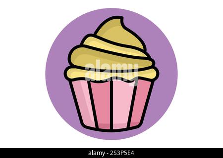 Cupcake-Symbol. Symbolstil für farbige Umrisse. Symbol für Essen, Party. Illustration des Vektors von Lebensmitteln Stock Vektor