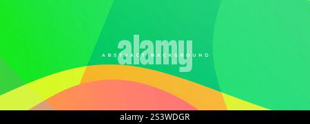 Dieser lebendige abstrakte Hintergrund bietet eine harmonische Mischung aus glatten Kurven und dynamischen Verläufen, die eine Reihe von satten Grüntönen und warmen Farben zeigt Stock Vektor