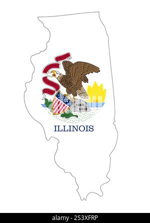 Illinois-Flagge mit der Umrandung Stockfoto