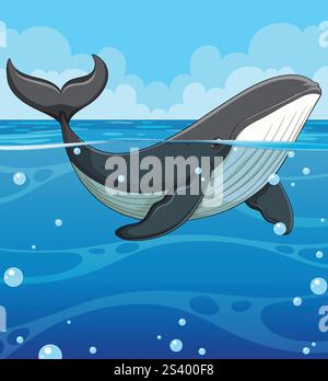 Ein Wal, der anmutig im Meer schwimmt Stock Vektor