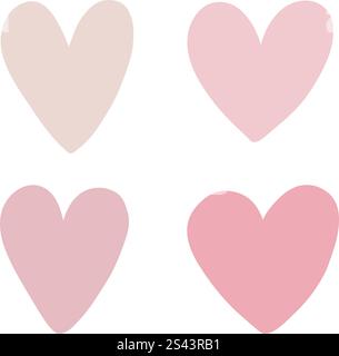 Satz von rosa Herzen Vektor Illustration, einfache Vektor Objekt Design Icon für Valentinstag, Hochzeit, Liebe, Stolz Monat, Romantik, Gleichheit Stock Vektor