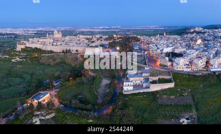 Luftpanorama von Mdina und Rabat auf Malta Stockfoto