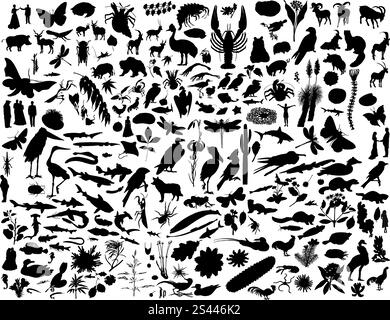 Größte Sammlung von Collage-Vektor-Illustration-Silhouetten Stock Vektor