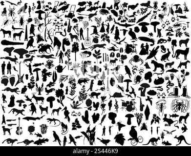 Größte Sammlung von Collage-Vektor-Illustration-Silhouetten Stock Vektor