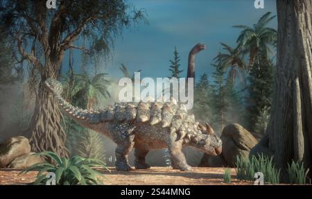 Ankylosaurus im Wald. Dies ist eine 3D-Render-Abbildung Stockfoto