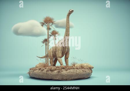 Konzeptionelle Präsentationsszene eines Brachiosaurus. Haben seit dem Ende des Jurassic gelebt. Dies ist eine 3D-Render-Abbildung Stockfoto