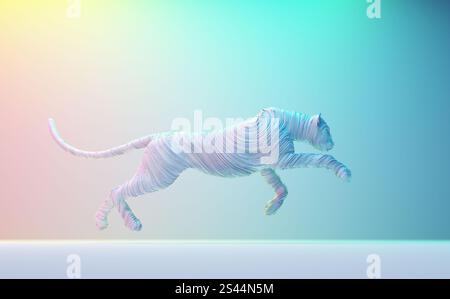 Abstrakter Gepard auf farbenfrohem Hintergrund. Ein anderes Konzept und Komplexität. Dies ist eine 3D-Darstellung. Stockfoto
