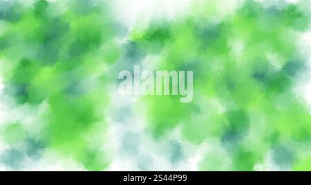 Abstrakter Hintergrund mit Übergängen in Form von Flecken von verschwommenem Grün und dunkler Smaragdfarbe mit einem Tie-Dye-Übergang Stockfoto