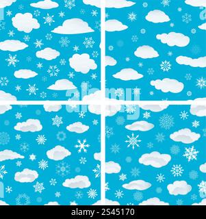 Nahtlose Schneeflocken Hintergründe festgelegt für Winter und Weihnachten Thema Stock Vektor