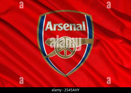 Pringsewu, lampung 11. januar 2025; Nahaufnahme des Fußballvereins Arsenal, eines der englischen Fußballvereine Stockfoto
