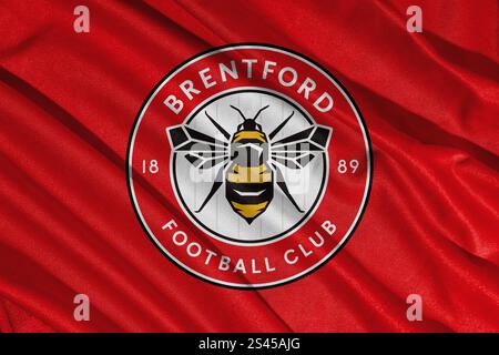 Pringsewu, lampung 11. januar 2025; Nahaufnahme des Fußballclubs Brentford, eines der englischen Fußballvereine Stockfoto