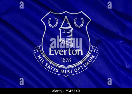 Pringsewu, lampung 11. januar 2025; Nahaufnahme des Everton Football Clubs, eines der englischen Fußballvereine Stockfoto