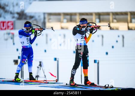 Braunhofer, Patrick (ITA) #55, Strelow, Justus (GER) #28 GER, Thüringen, BMW IBU Weltcup Biathlon Oberhof 2025, Sprint Maenner, Freitag, 10.01.2025 Foto: Eibner-Pressefoto/Martin Herbst Stockfoto