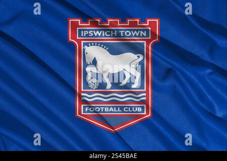 Pringsewu, lampung 11. januar 2025; Nahaufnahme des Fußballclubs Ipswich Town, eines der englischen Fußballvereine Stockfoto
