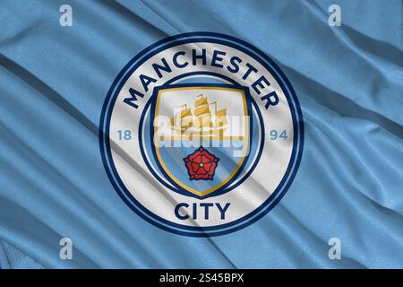 Pringsewu, lampung 11. januar 2025; Nahaufnahme des Fußballclubs Manchester City, eines der englischen Fußballvereine Stockfoto