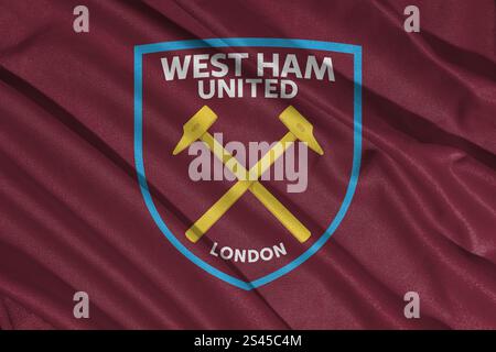 Pringsewu, lampung 11. januar 2025; Nahaufnahme des Fußballclubs West Ham United, eines der englischen Fußballvereine Stockfoto