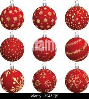 Satz von Weihnachtskugeln (Neujahr) Design einsetzbar. Vektor-Illustration. Stock Vektor