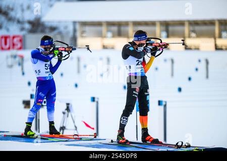 Oberhof, Deutschland. Januar 2025. Braunhofer, Patrick (ITA) #55, Strelow, Justus (GER) #28 GER, Thüringen, BMW IBU Weltcup Biathlon Oberhof 2025, Sprint Maenner, Freitag, 10.01.2025 Foto: Eibner-Pressefoto/Martin Herbst Credit: dpa/Alamy Live News Stockfoto