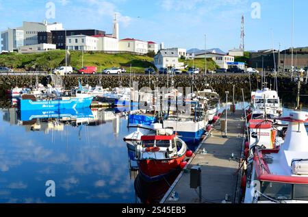 Stykkisholmur oder Stykkiholmsbaer, Hafen. Region Vesturland, Halbinsel Snaefellsnes, Island. Stockfoto