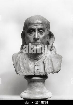 Büste von Benjamin Franklin (Ende des 18. Jahrhunderts) von Jean Antoine Houdon Stockfoto