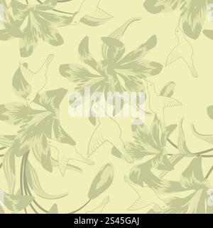 Nahtloser Vektor Blumenmuster. Ziehen Sie für leicht machen nahtloses Muster nur Gruppe "alle" in Farbfelder Bar und nutzen Sie es für jede Kontur füllen. Stock Vektor