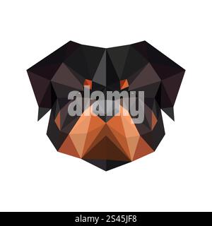 Illustration eines abstrakten polygonalen Hundes, Rottweiler isoliert auf weißem Hintergrund Stock Vektor