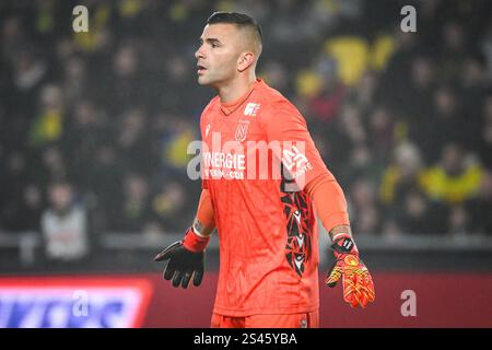 Nantes, Frankreich, Frankreich. Januar 2025. Anthony LOPES of Nantes während des Ligue-1-Spiels zwischen dem FC Nantes und AS Monaco im La Beaujoire Stadium am 10. Januar 2025 in Nantes, Frankreich. (Kreditbild: © Matthieu Mirville/ZUMA Press Wire) NUR REDAKTIONELLE VERWENDUNG! Nicht für kommerzielle ZWECKE! Quelle: ZUMA Press, Inc./Alamy Live News Stockfoto