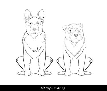 Illustration von Hand gezeichneten Hunden isoliert auf weißem Hintergrund Stock Vektor