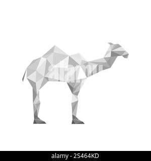 Illustration eines Papier-Origami-Kamels isoliert auf weißem Hintergrund Stock Vektor