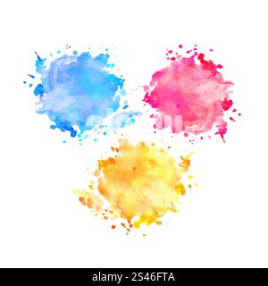 Abbildung von handgezeichneten Aquarellspritzern auf weißem Hintergrund Stock Vektor
