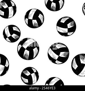 Volleyball Thema nahtlose Muster im Stil Sketch. Vektor-Illustration. Stock Vektor