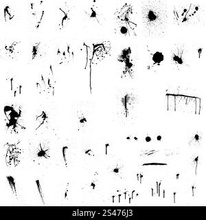 Reihe von abstrakten Grunge Ink Blots Hintergrund. Jeder große Fleck mit einem kleineren gruppiert. Etwa 50 Gruppe Designs. Ideal zum Erstellen von Musical, Floral, Natur und andere Designs. Vektor-Illustration. Stock Vektor