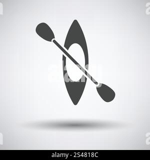 Kajak und paddeln Symbol auf grauem Hintergrund mit runden Schatten. Vektor-Illustration. Stock Vektor