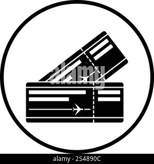Zwei Flugzeug-Karten-Symbol. Dünnen Kreis Design. Vektor-Illustration. Stock Vektor