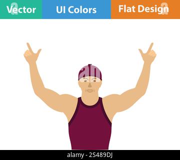 Fußball-Fan mit Händen Symbol. Flache Bauweise in Ui-Farben. Vektor-Illustration. Stock Vektor