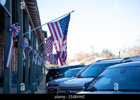 Plains, Vereinigte Staaten Von Amerika. Januar 2025. Die Innenstadt von Plains, Georgia, der Heimatstadt des ehemaligen US-Präsidenten Jimmy Carter, am Donnerstag, 9. Januar 2025. Der verstorbene Präsident wird während einer Privatbeerdigung in seiner langjährigen Residenz in Plains zur Ruhe gebracht. Kredit: Andi Rice/CNP/SIPA USA Kredit: SIPA USA/Alamy Live News Stockfoto