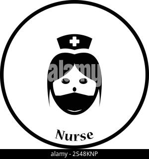 Krankenschwester-Kopf-Symbol. Dünnen Kreis Design. Vektor-Illustration. Stock Vektor