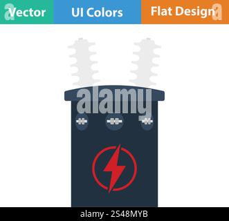 Elektrischen Transformator-Symbol. Flaches Design. Vektor-Illustration. Stock Vektor