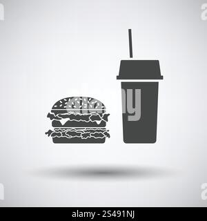 Fast-Food-Symbol auf grauem Hintergrund, Runde Schatten. Vektor-Illustration. Stock Vektor