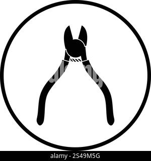 Seite-Scheren-Symbol. Dünnen Kreis Design. Vektor-Illustration. Stock Vektor