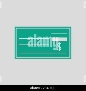 Bank-Check-Symbol. Grauer Hintergrund mit grün. Vektor-Illustration. Stock Vektor